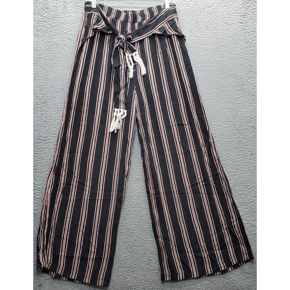 Tallulah Pajama Pants Womens Large Multicolor Striped Sleepwear Lounge Tie Waist